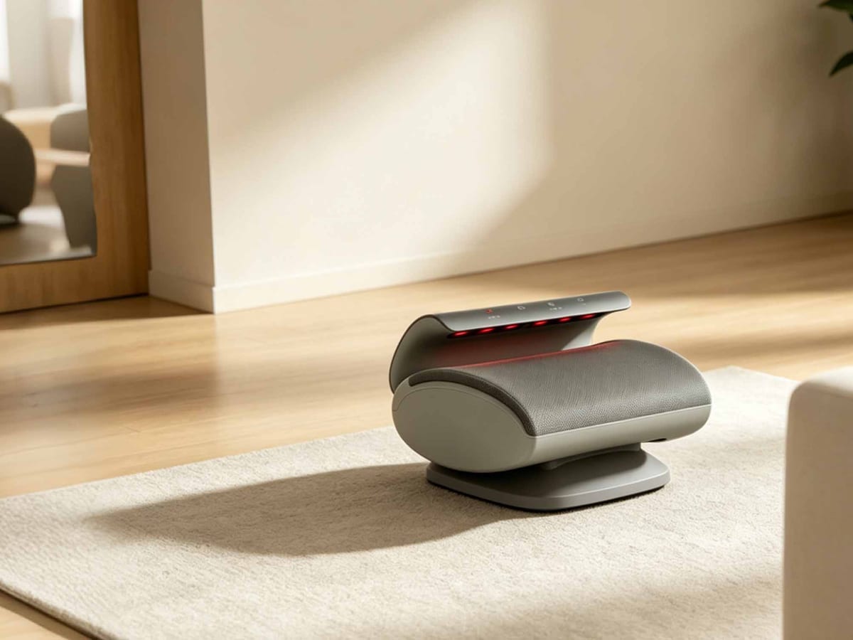 Roller foot massager in a living room setting